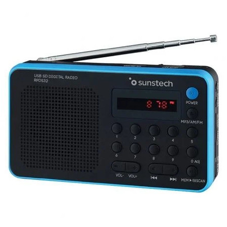 Radio Portátil Sunstech RPDS32BL/ con Batería/ Negra y Azul | APLIUM