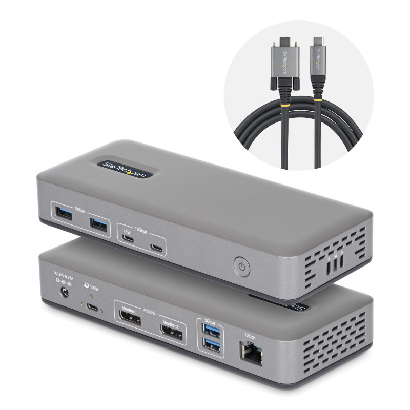USB-C Dock 2x DP 4K60 1GbE 100W PD