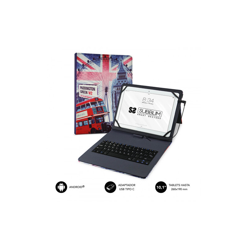 SUBBLIM Funda con Teclado Micro USB - USB C KEYTAB USB 10,1" | APLIUM