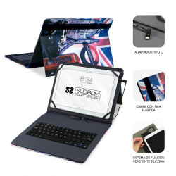 SUBBLIM Funda con Teclado Micro USB - USB C KEYTAB USB 10,1" | APLIUM