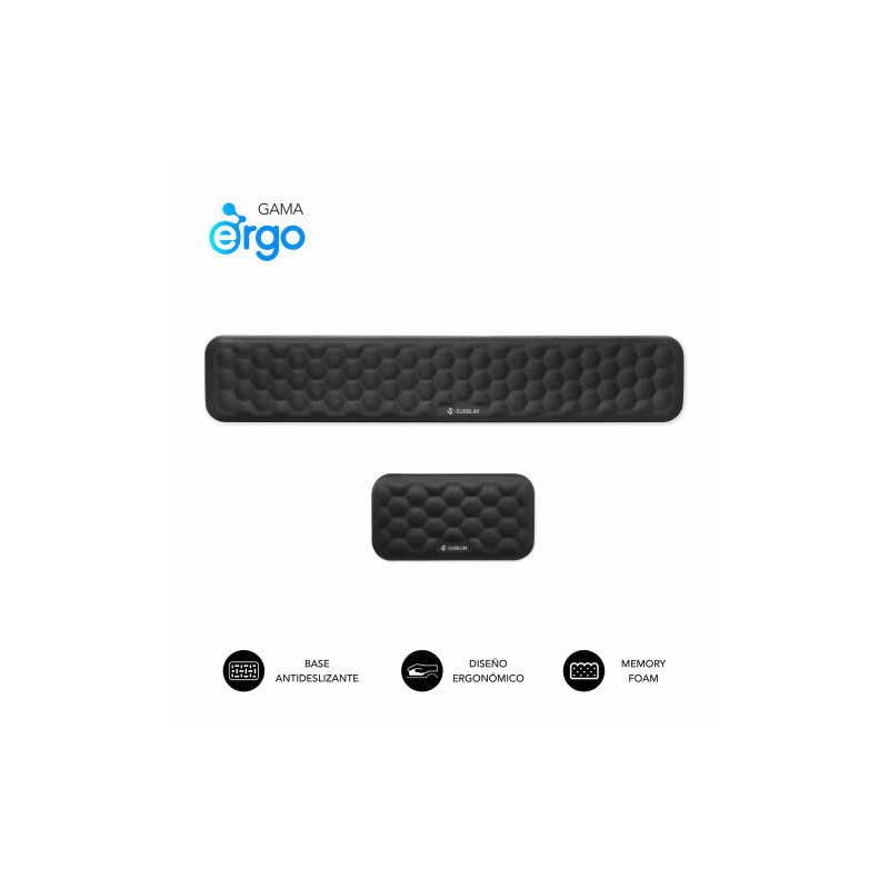 SUBBLIM Pack ERGO AIRPADDING Negro, Reposamuñecas Teclado + | APLIUM