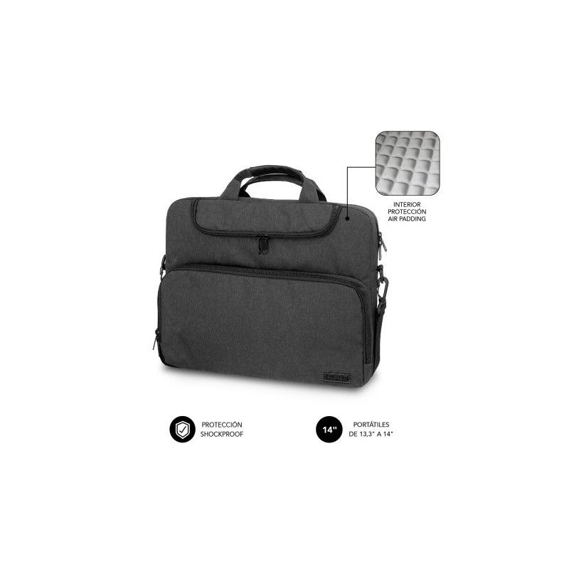 Maletín Subblim Air Padding para Portátiles hasta 14"/ Gris | APLIUM
