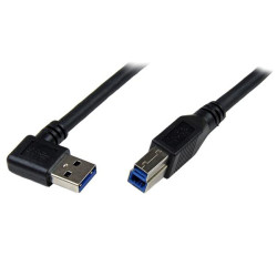 1m Black USB 3 Cable Right Angle A to B