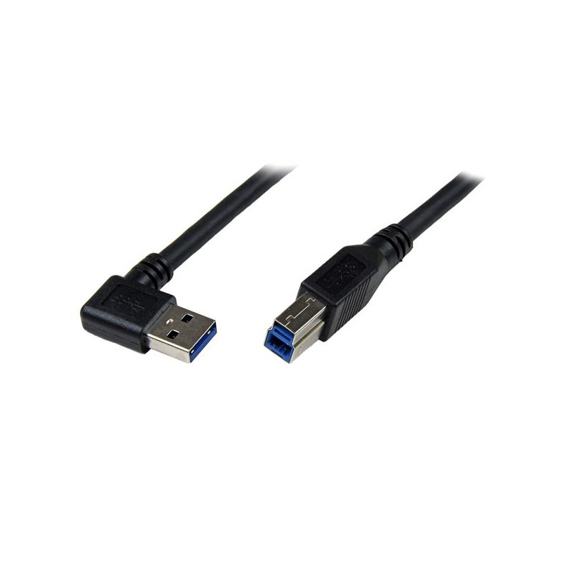 1m Black USB 3 Cable Right Angle A to B
