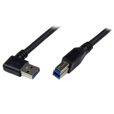 1m Black USB 3 Cable Right Angle A to B