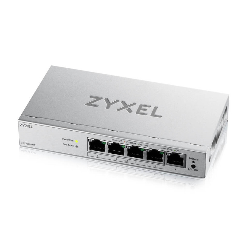 Zyxel GS1200-5HP V3 5 Port Gigabit POE+ Webmanaged Desktop | APLIUM