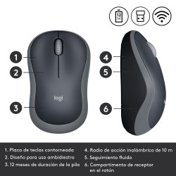 Ratón Inalámbrico Logitech M185/ Hasta 1000 DPI/ Gris | APLIUM