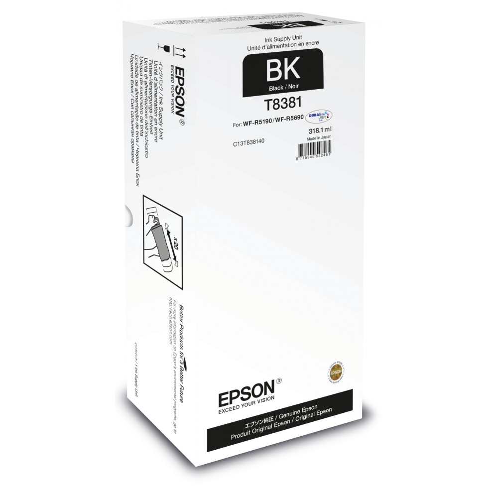 Epson Unidad de suministro de tinta T8381 negro XL, Negro, Tinta a base de pigmentos, 1 pieza(s)