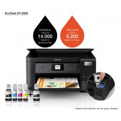 Epson EcoTank Impresora multifunción ET-2850 A4 con depósito de tinta, conexión Wi-Fi, Inyección de tinta, Impresión a color, 57