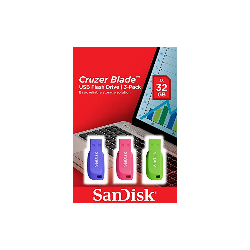 Sandisk Cruzer Blade USB Flash Drive 3-PACK - 32GB | APLIUM