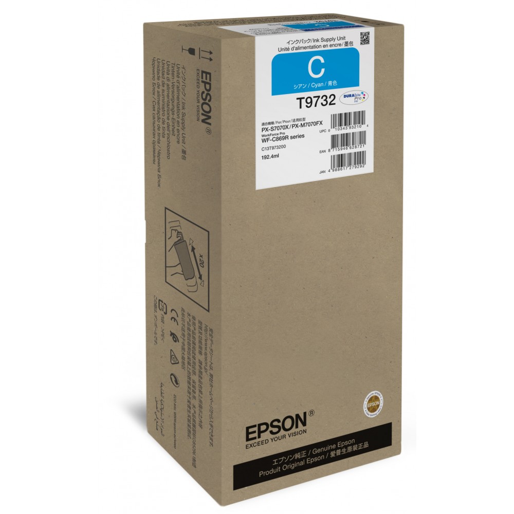 Epson Cyan XL Ink Supply Unit, Alto rendimiento (XL), Cian, 192,4 ml, 1 pieza(s), 22000 páginas