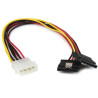 12" LP4 to 2x latching SATA Y Cable