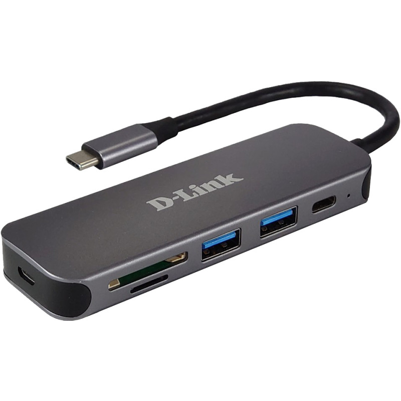 6-in-1 USB-C Hub with HDMI/Card Reader/P