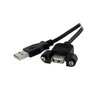 3 ft Panel Mount USB Cable A to A - F/M