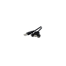 3 ft Panel Mount USB Cable A to A - F/M