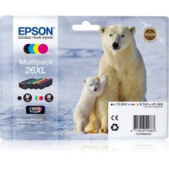 Epson Polar bear Multipack 26XL 4 colores, Negro, Cian, Magenta, Amarillo, Tinta a base de pigmentos, Tinta a base de colorante,