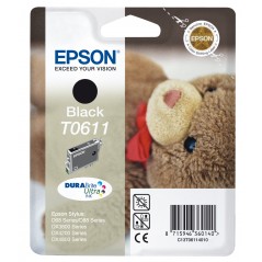 Epson Teddybear Cartucho T0611 negro (etiqueta RF), Negro, Tinta a base de pigmentos, 1 pieza(s)