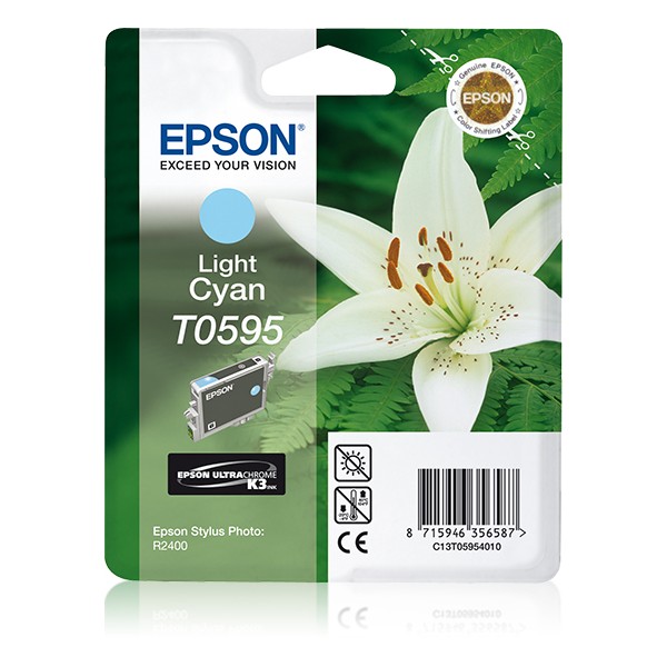 Epson Singlepack Light Cyan T0595 Ultra Chrome K3, Cian claro, Tinta a base de pigmentos, 1 pieza(s)