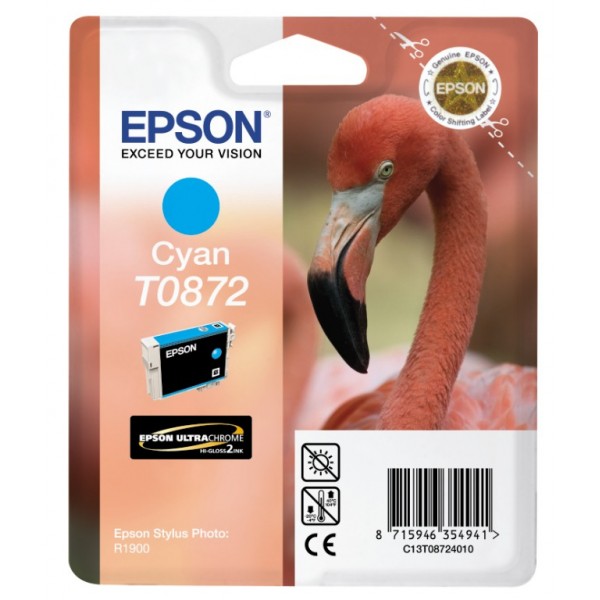 Epson Flamingo Cartucho T0872 cian (etiqueta RF), Cian, 1 pieza(s)