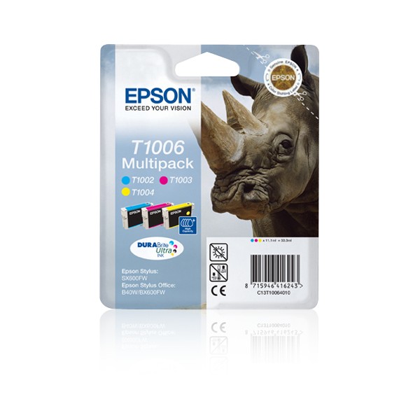 Epson Rhino Multipack 3-colours T1006 DURABrite Ultra Ink, Cian, Magenta, Amarillo, Tinta a base de pigmentos, 1 pieza(s), Multi