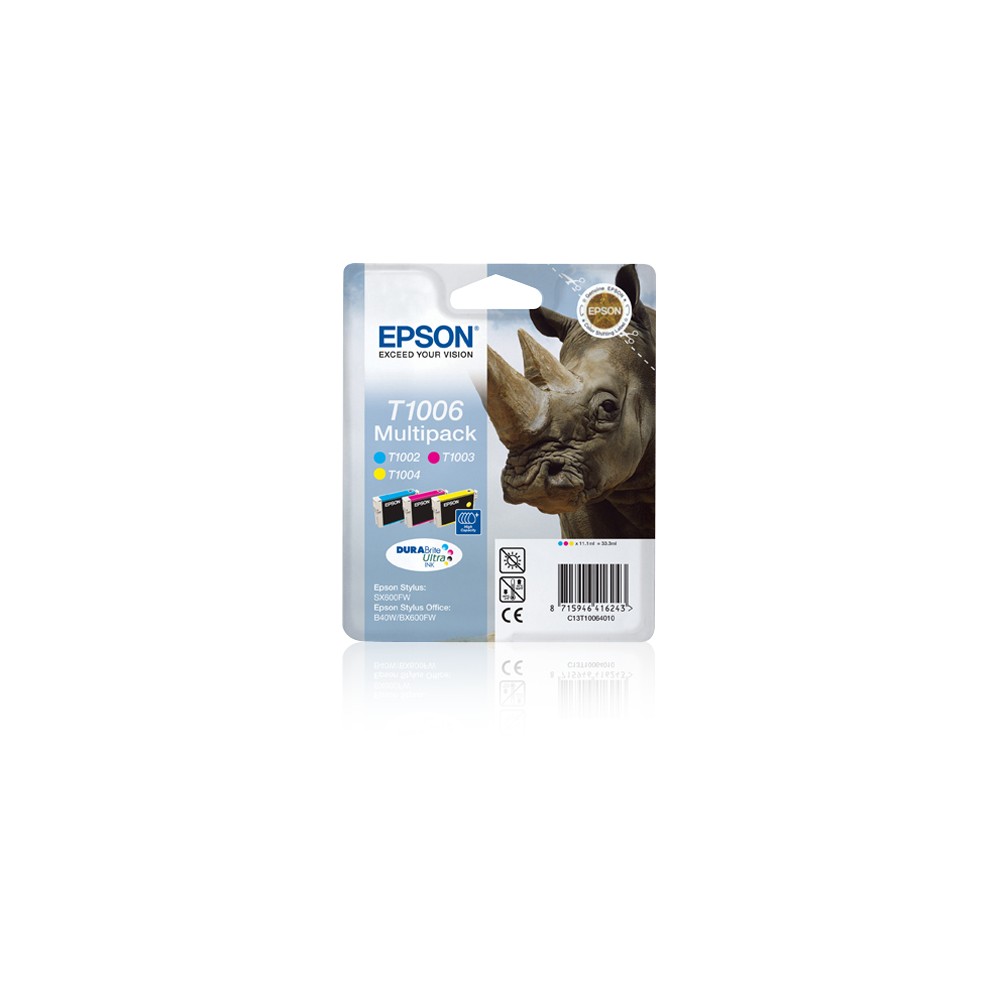 Epson Rhino Multipack 3-colours T1006 DURABrite Ultra Ink, Cian, Magenta, Amarillo, Tinta a base de pigmentos, 1 pieza(s), Multi