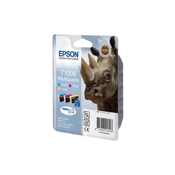 Epson Rhino Multipack 3-colours T1006 DURABrite Ultra Ink, Cian, Magenta, Amarillo, Tinta a base de pigmentos, 1 pieza(s), Multi