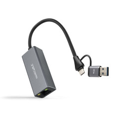 Nanocable Conversor USB-C+USB-A/M 3.0 a Ethernet, Aluminio, | APLIUM