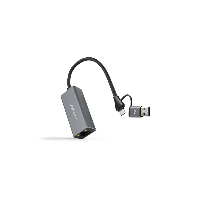 Nanocable Conversor USB-C+USB-A/M 3.0 a Ethernet, Aluminio, | APLIUM