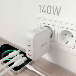 Cargador de Pared GaN Aisens ASCH-140W3P030-W/ 2xUSB Tipo-C/ | APLIUM