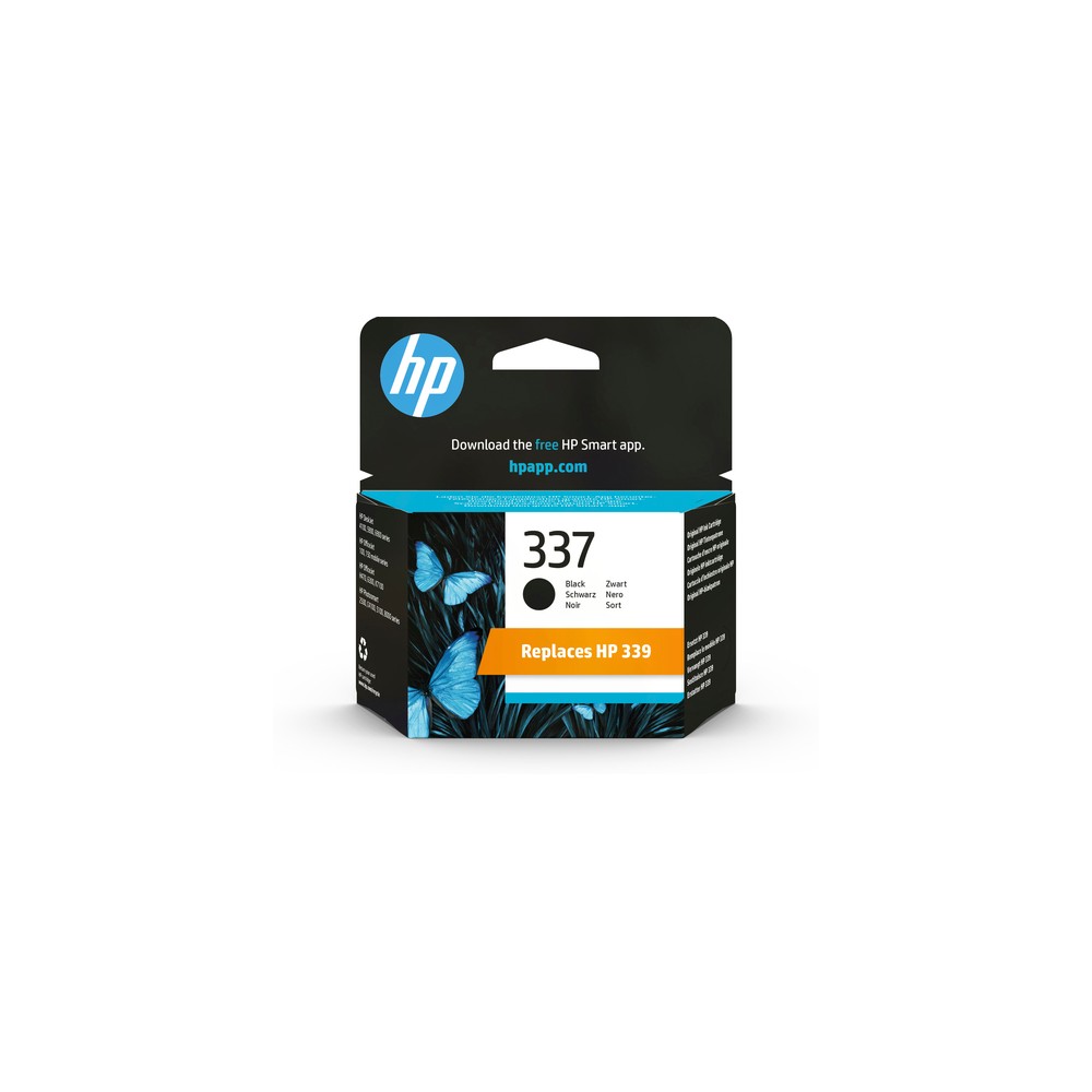 HP Cartucho de tinta original 337 negro, Rendimiento estándar, Negro, Tinta a base de pigmentos, 1 pieza(s), 420 páginas