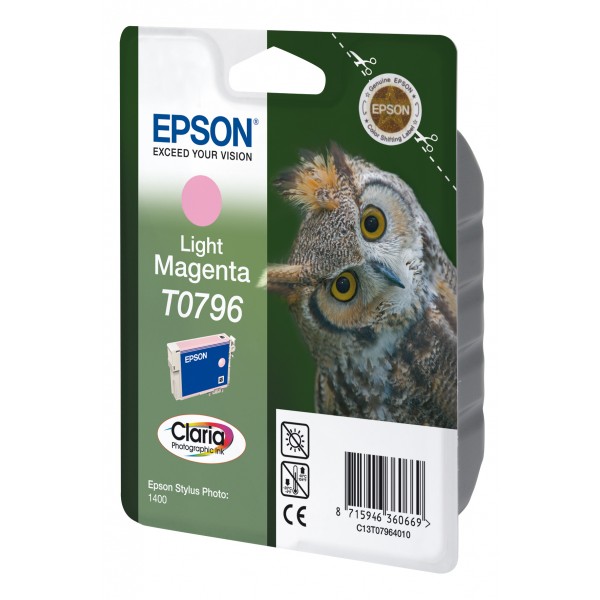 Epson Owl Cartucho T0796 magenta claro, Magenta claro, Tinta a base de pigmentos, 11,1 ml, 1 pieza(s)