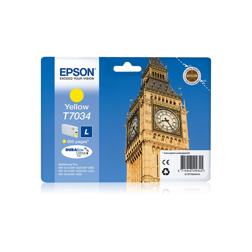 Epson Big Ben Cartucho T70344010 amarillo L, Amarillo, Tinta a base de pigmentos, 1 pieza(s)