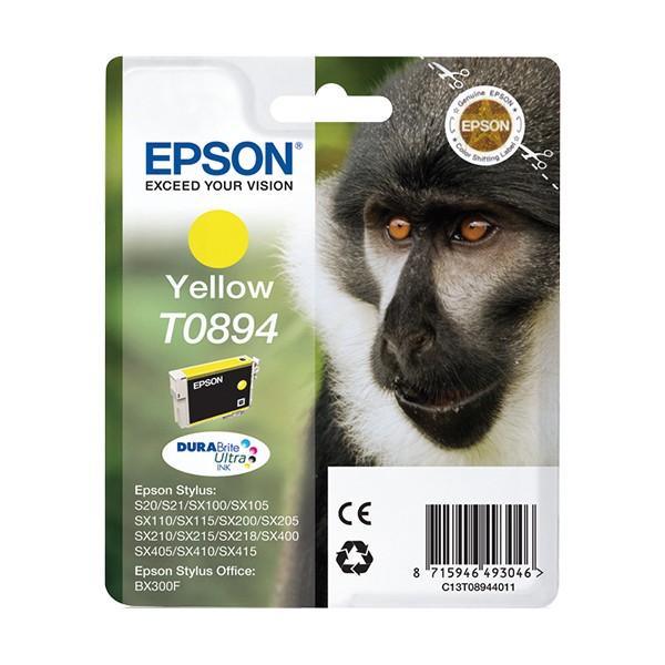 Epson Monkey Cartucho T0894 amarillo, Amarillo, Tinta a base de pigmentos, 3,5 ml, 1 pieza(s)