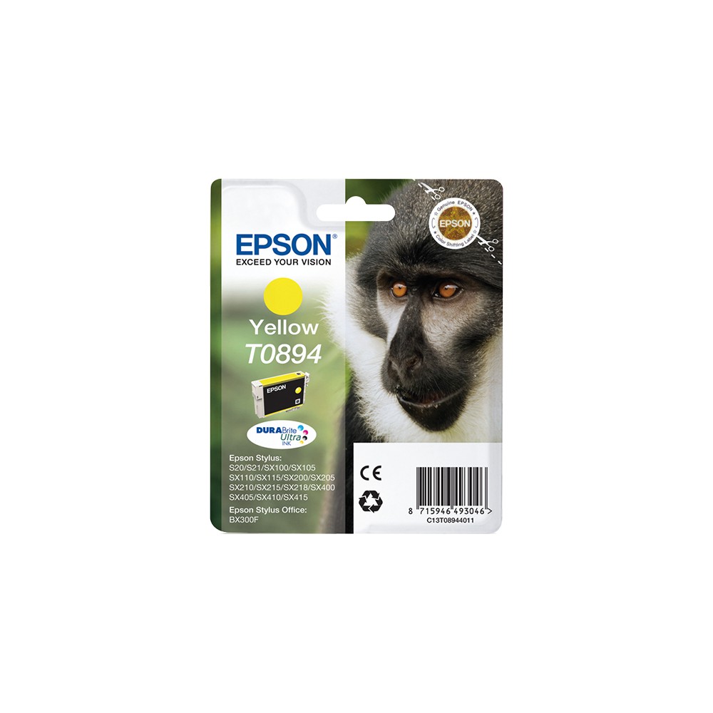 Epson Monkey Cartucho T0894 amarillo, Amarillo, Tinta a base de pigmentos, 3,5 ml, 1 pieza(s)