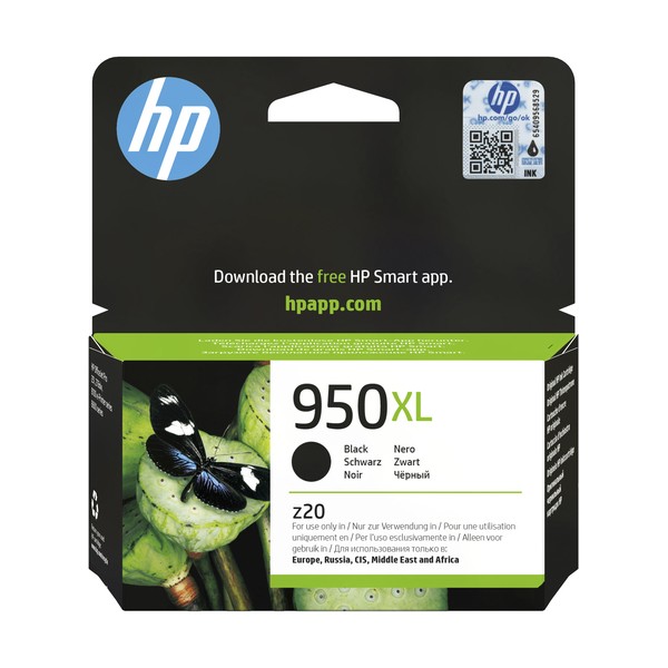 HP Cartucho de tinta original 950XL de alta capacidad negro, Alto rendimiento (XL), Negro, Tinta a base de pigmentos, 53 ml, 1 p