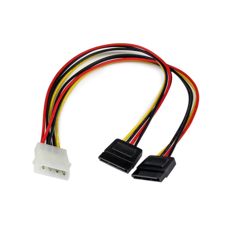 12" LP4 to 2x SATA Power Y Cable Adapter