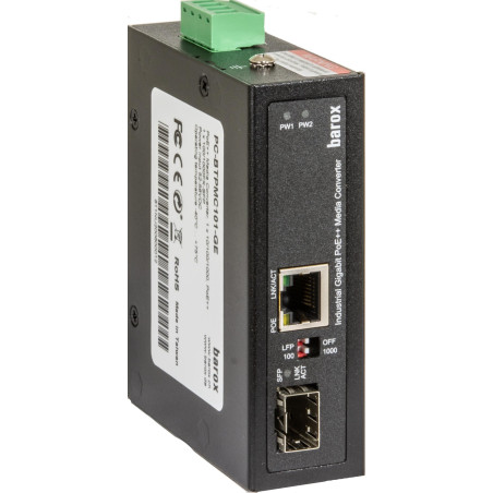 Media converter for DIN rail,