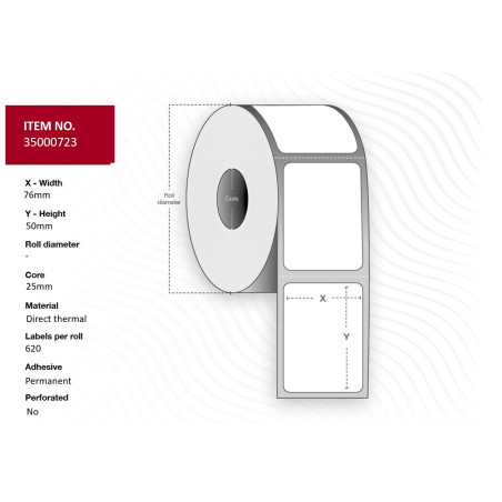 Label 76x50 - Core 25. White.