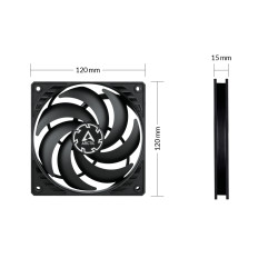 Ventilador Arctic P12 Slim PWM PST/ 12cm/ Negro | APLIUM