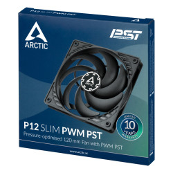 Ventilador Arctic P12 Slim PWM PST/ 12cm/ Negro | APLIUM