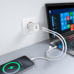 Cargador de Pared GaN Aisens A110-1029/ 2xUSB Tipo-C/ 65W/ B | APLIUM