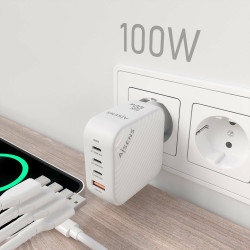 Cargador de Pared GaN Aisens ASCH-100W4P028-W/ 3xUSB Tipo-C/ | APLIUM