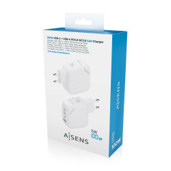 Cargador de Pared GaN Aisens ASCH-100W4P028-W/ 3xUSB Tipo-C/ | APLIUM
