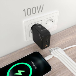 Cargador de Pared GaN Aisens ASCH-100W4P029-BK/ 3xUSB Tipo-C | APLIUM
