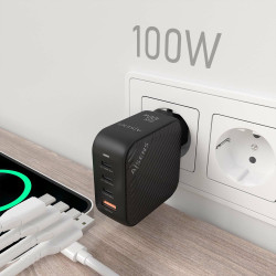Cargador de Pared GaN Aisens ASCH-100W4P029-BK/ 3xUSB Tipo-C | APLIUM