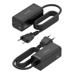 Cargador Sobremesa GaN Aisens ASCH-100W4P054-BK/ 3xUSB Tipo- | APLIUM