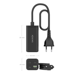 Cargador Sobremesa GaN Aisens ASCH-100W4P054-BK/ 3xUSB Tipo- | APLIUM