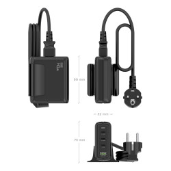 Cargador Sobremesa GaN Aisens ASCH-140W4P056-BK/ 3xUSB Tipo- | APLIUM