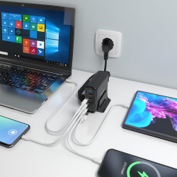Cargador Sobremesa GaN Aisens ASCH-140W4P056-BK/ 3xUSB Tipo- | APLIUM