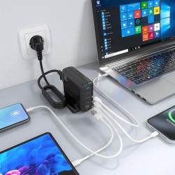 Cargador Sobremesa GaN Aisens ASCH-140W4P056-BK/ 3xUSB Tipo- | APLIUM